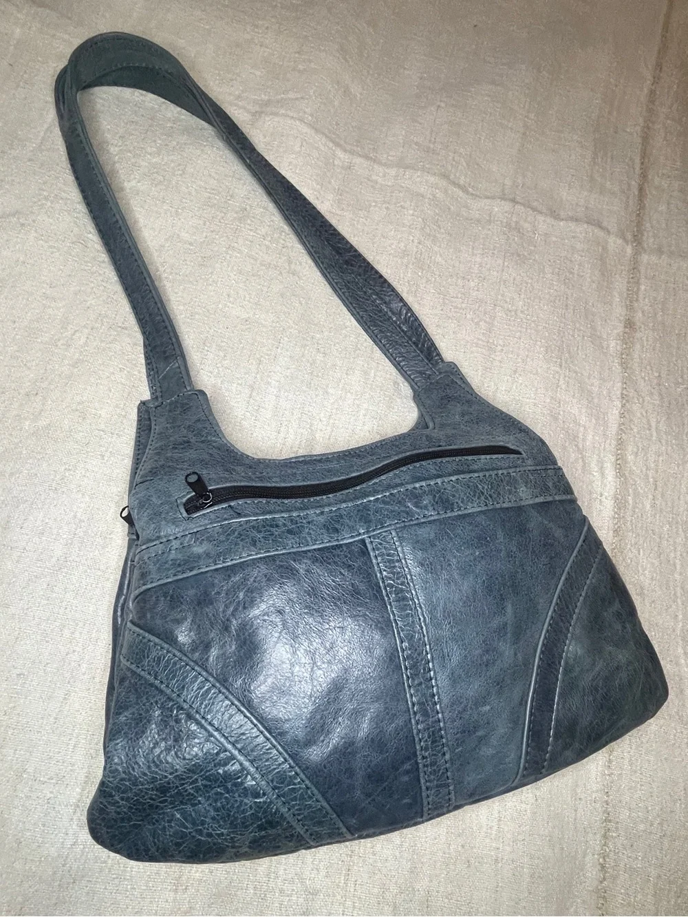 Classic Teal Leather Hobo Shoulder Bag